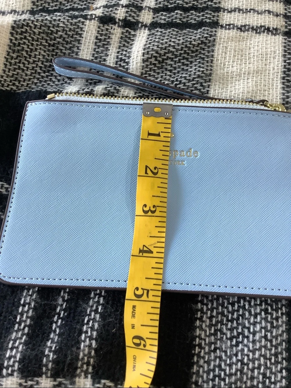 Kate spade light blue large slim wristlet
